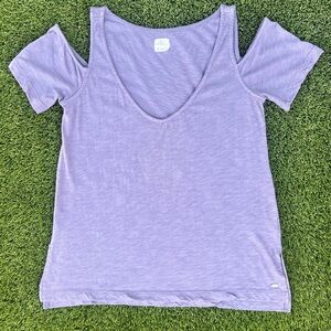 O’Neill Short Sleeve Cold Shoulder Lavender Top Size Small